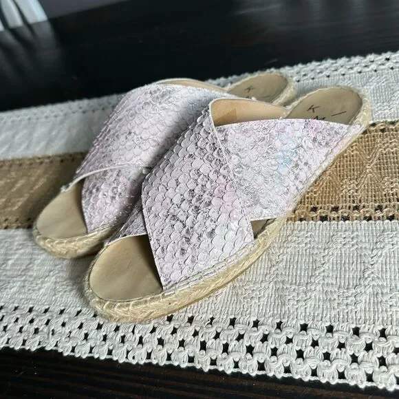 Anthropologie KMB Snake Print Espadrille Slide Sandals - Picture 5 of 14